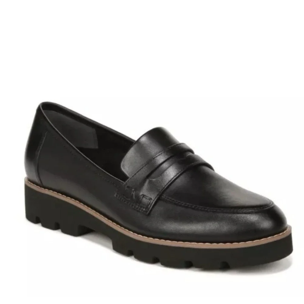 Vionic Cheryl II Loafer Womens 6.5 Black Leather Slip On Shoes Arch Support
